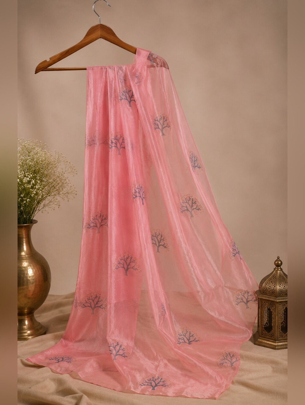 Grey & Blush Pink Embroidered Lehenga Choli Set with Printed Dupatta XS - Picture 8 of 8